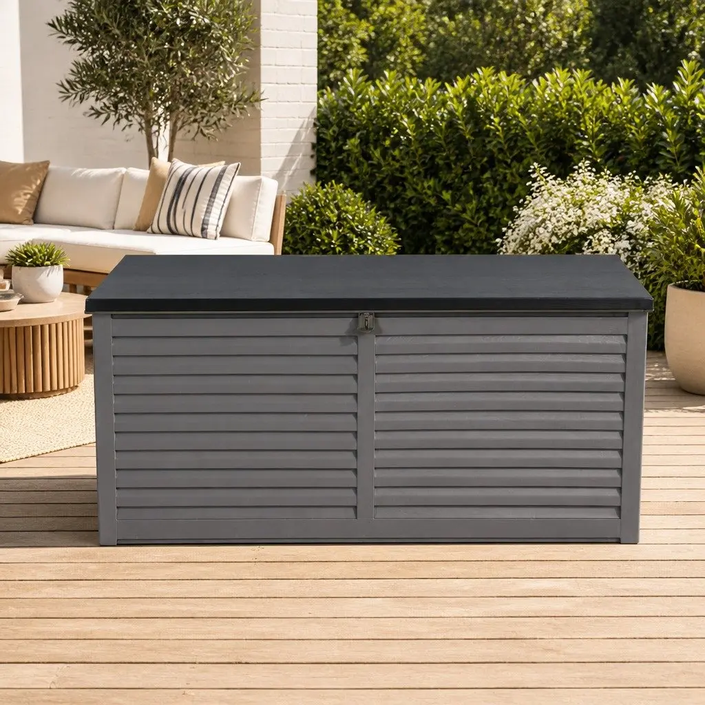 Outdoor Storage Box 490L Lockable Garden Bench Seat Grey
