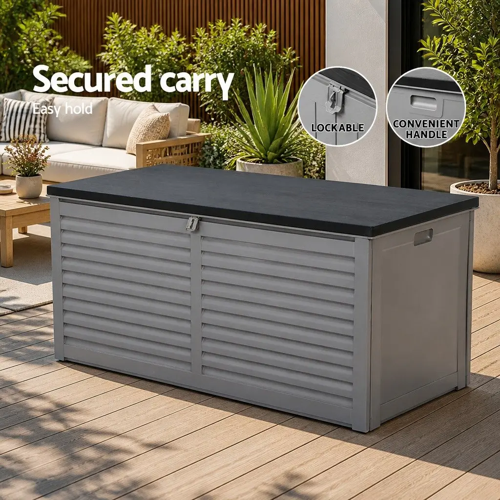 Outdoor Storage Box 490L Lockable Garden Bench Seat Grey
