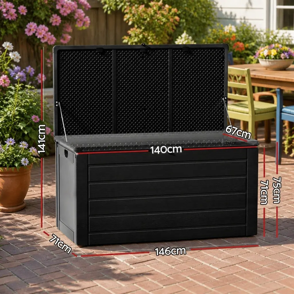 Outdoor Storage Box Lockable Garden Bench 680L Black