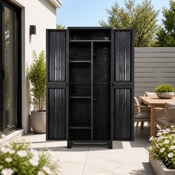 Outdoor Storage Cabinet Box 173cm Tall Lockable Cupboard Adjustable Shelves