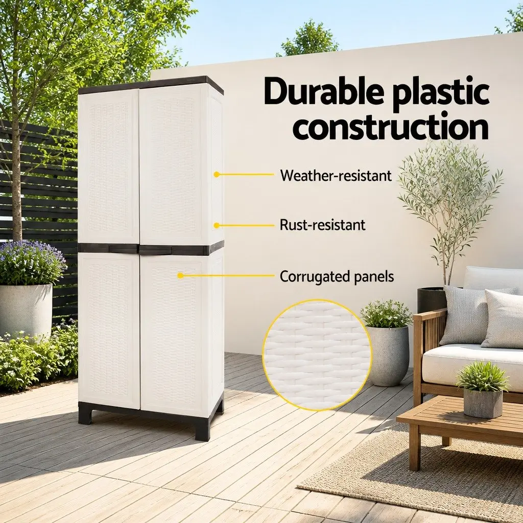 Outdoor Storage Cabinet 173cm Tall Lockable Cupboard Adjustable Shelves Garden
