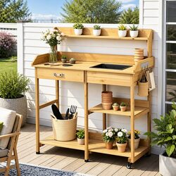 Reliable Cedar Wood Potting Bench for Your Gardening Needs