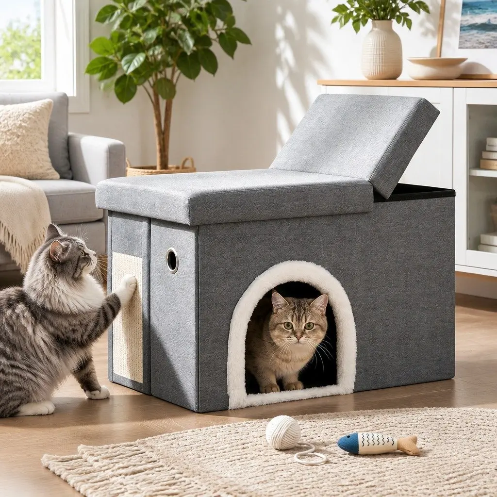 Cat Litter Box Storage Ottoman