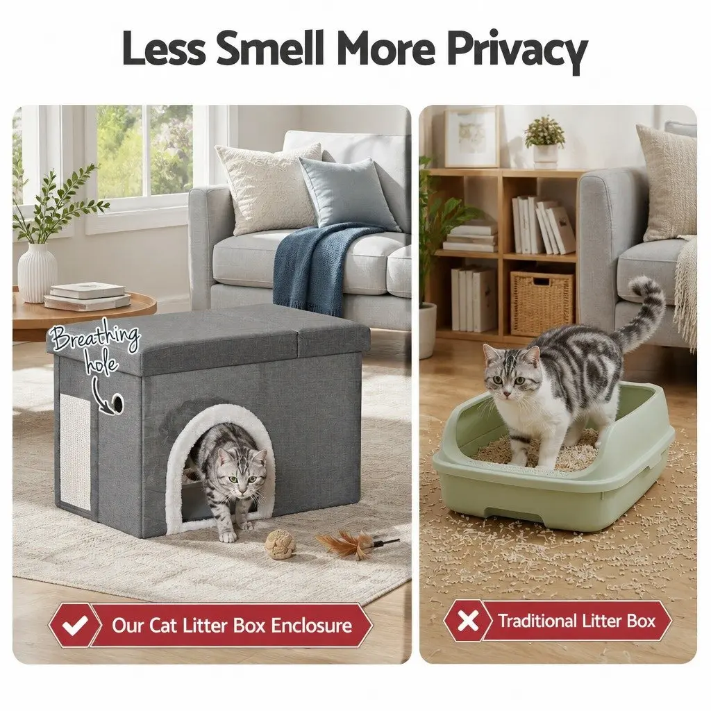 Cat Litter Box Storage Ottoman