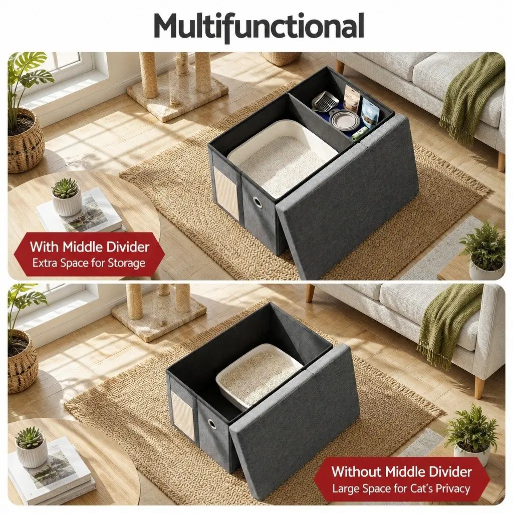 Cat Litter Box Storage Ottoman