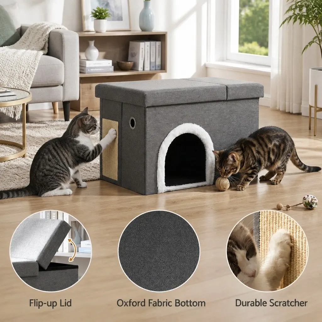 Cat Litter Box Storage Ottoman