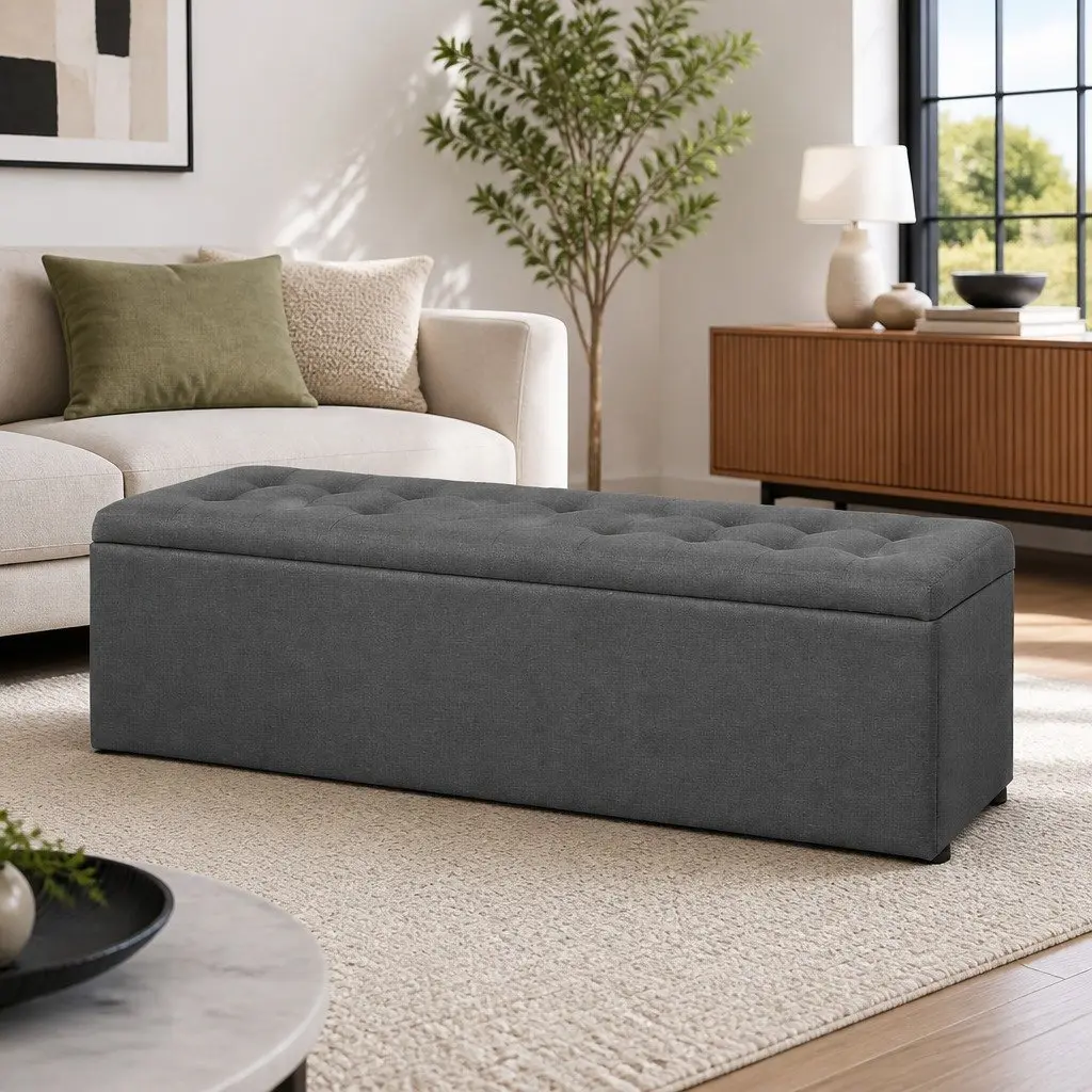 140cm Dark Grey Ottoman