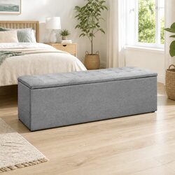 Value and Functionality in Grey Linen Storage Ottoman