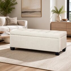 Beige Storage Ottoman: Practical Comfort for Your Home
