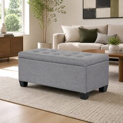 Practical Grey Storage Ottoman for Everyday Needs