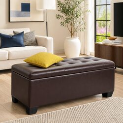 Reliable Brown Storage Ottoman with Space-Saving Design