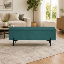 Durable Green Velvet Ottoman with Storage