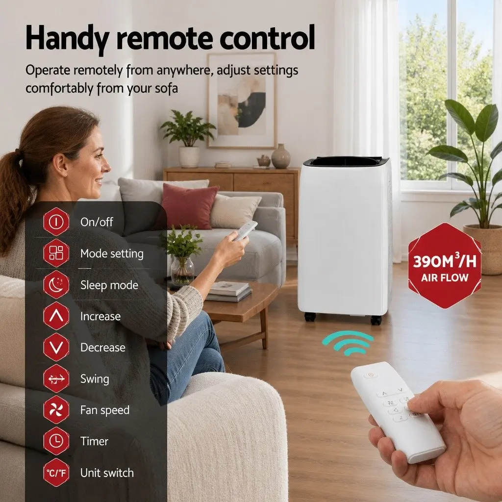 Portable Air Conditioner 12000BTU Cooling Dehumidifier Fan 3-in-1 White