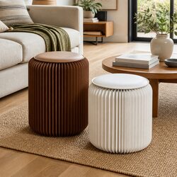 Accordion Folding Paper Stool Set 2 Cushions Modern Living Room Seating Solution