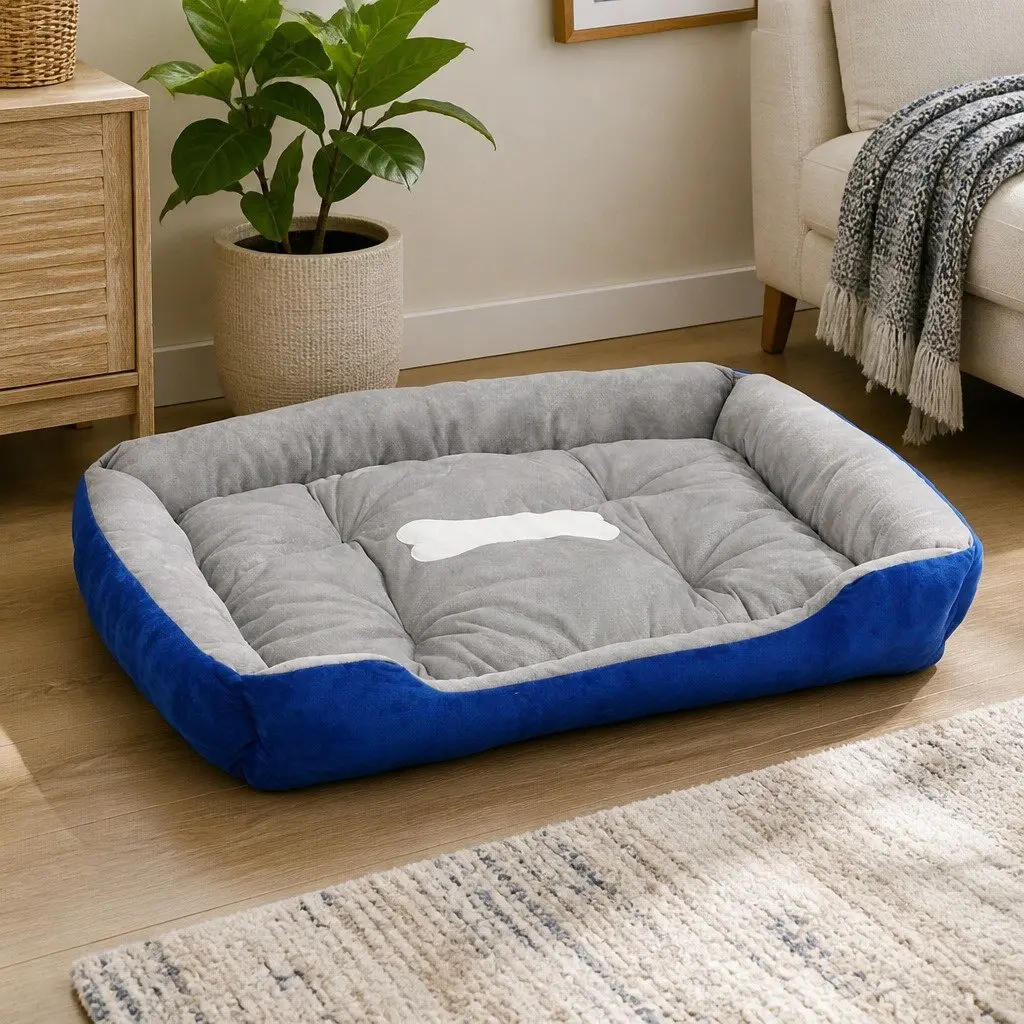 Pet Bed Dog Mattress Large Navy Washable Soft Cushion Sleep Mat