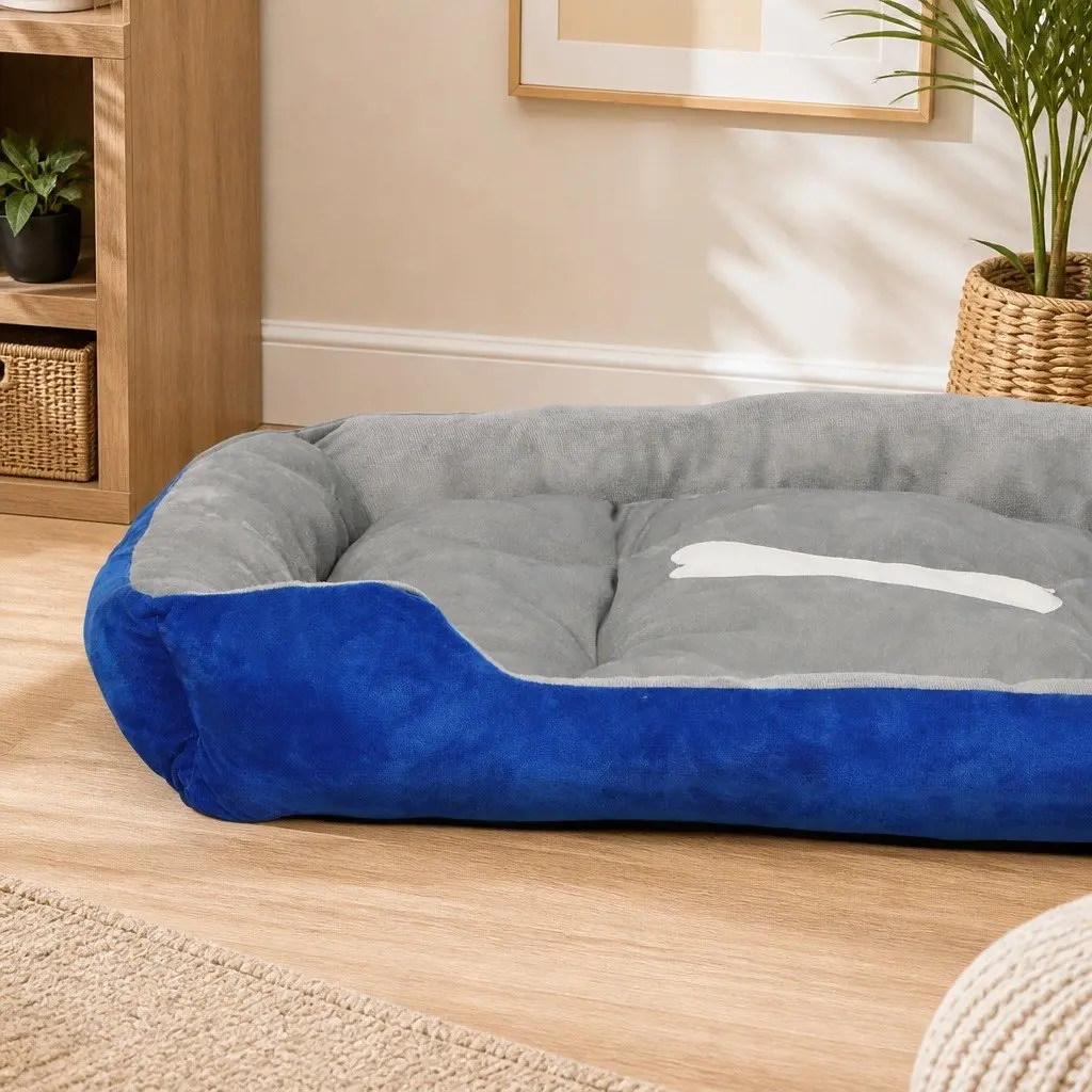 Pet Bed Dog Mattress Large Navy Washable Soft Cushion Sleep Mat