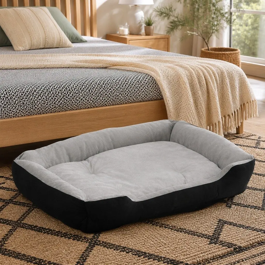Pet Bed Mattress Medium Soft Warm Cushion Washable Grey Black