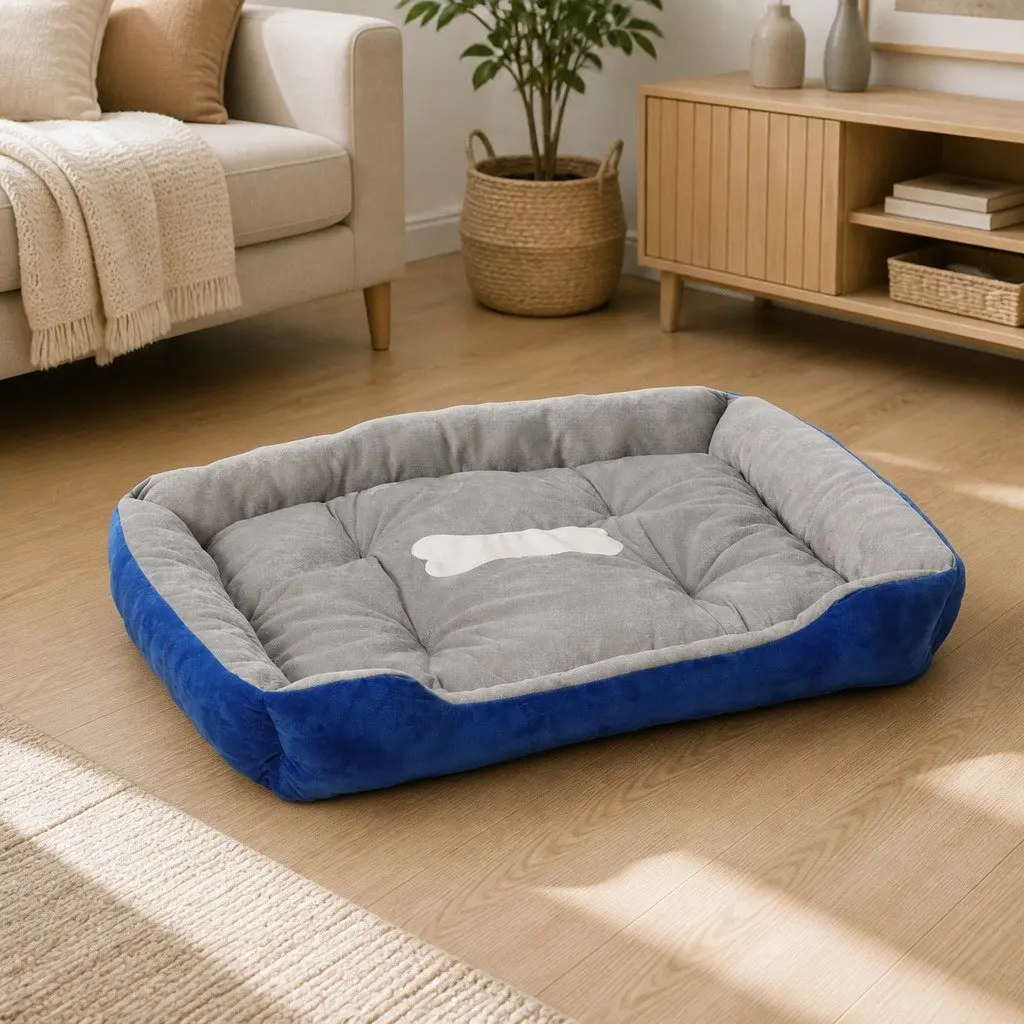 Pet Bed Dog Beds Mattress Medium M Navy Soft Warm Comfortable Sleep Bedding