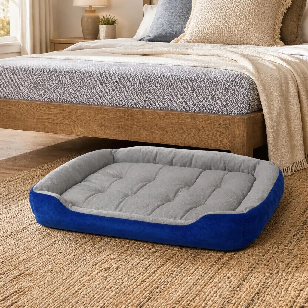 Pet Bed Dog Beds Mattress Medium M Navy Soft Warm Comfortable Sleep Bedding
