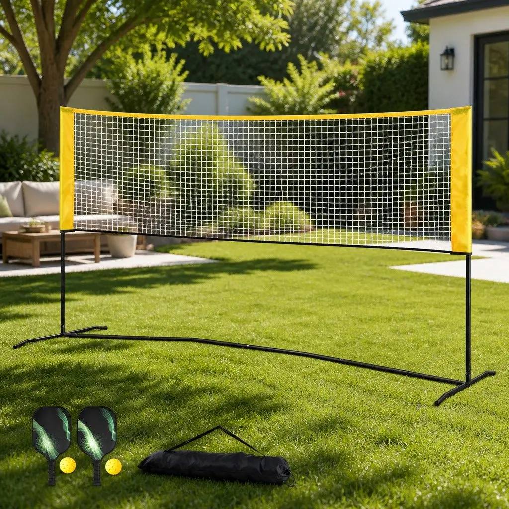 Portable Sports Net Adjustable Height 10ft Green for Pickleball Badminton Tennis Volleyball