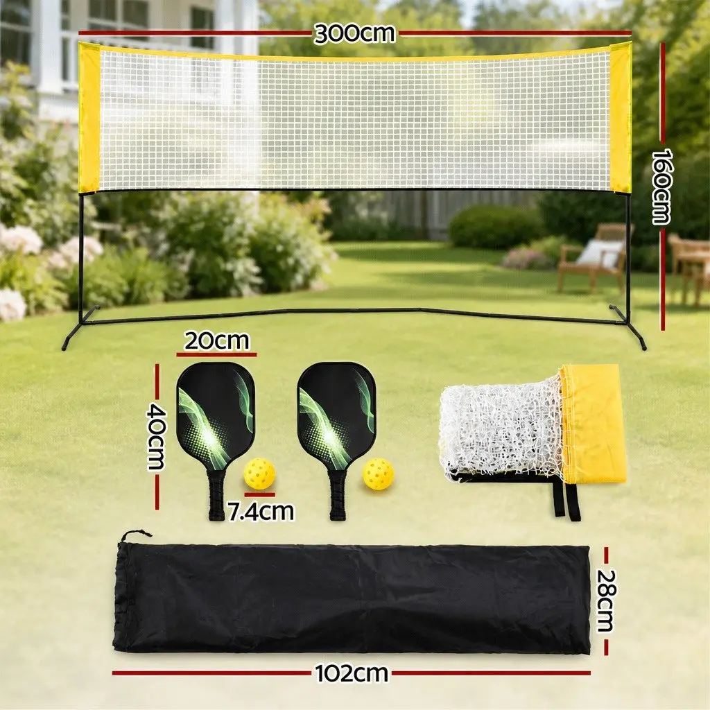 Portable Sports Net Adjustable Height 10ft Green for Pickleball Badminton Tennis Volleyball