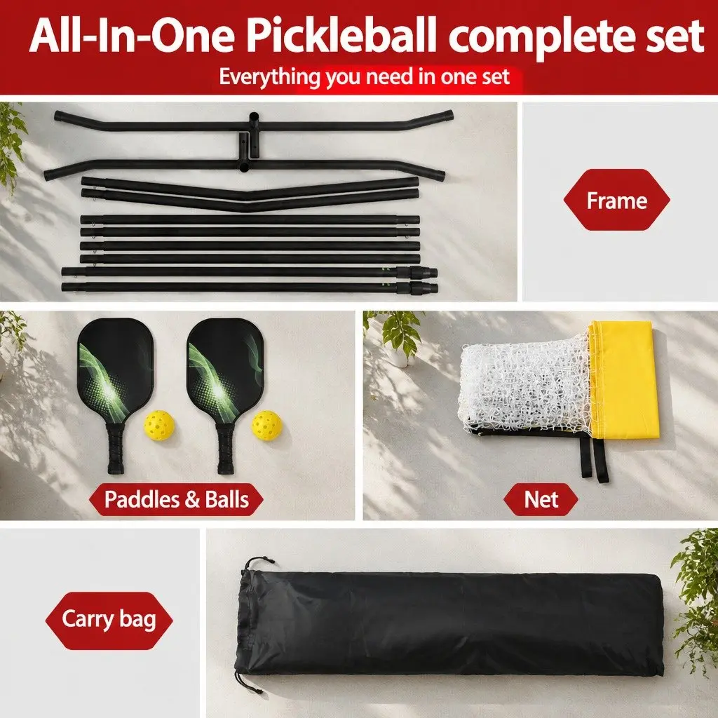 Portable Sports Net Adjustable Height 10ft Green for Pickleball Badminton Tennis Volleyball