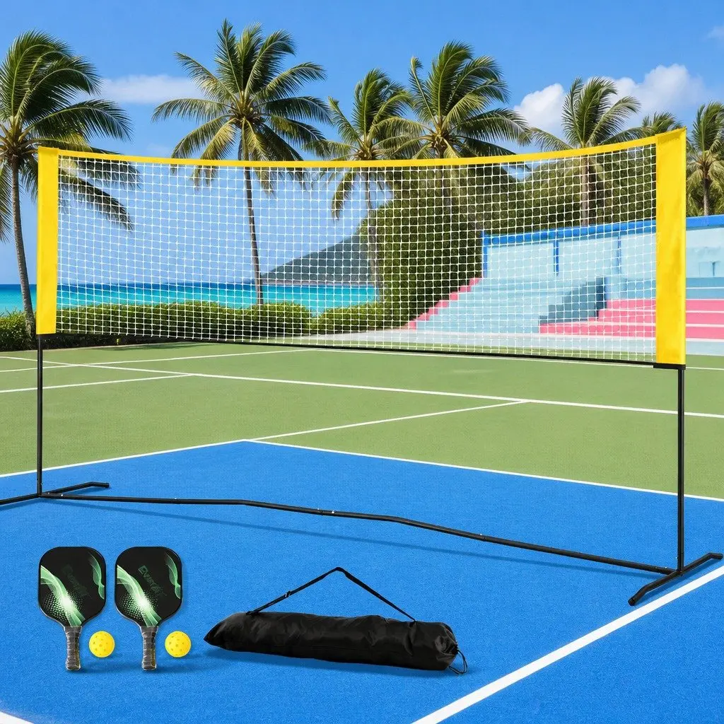 Portable Sports Net Adjustable Height 10ft Green for Pickleball Badminton Tennis Volleyball