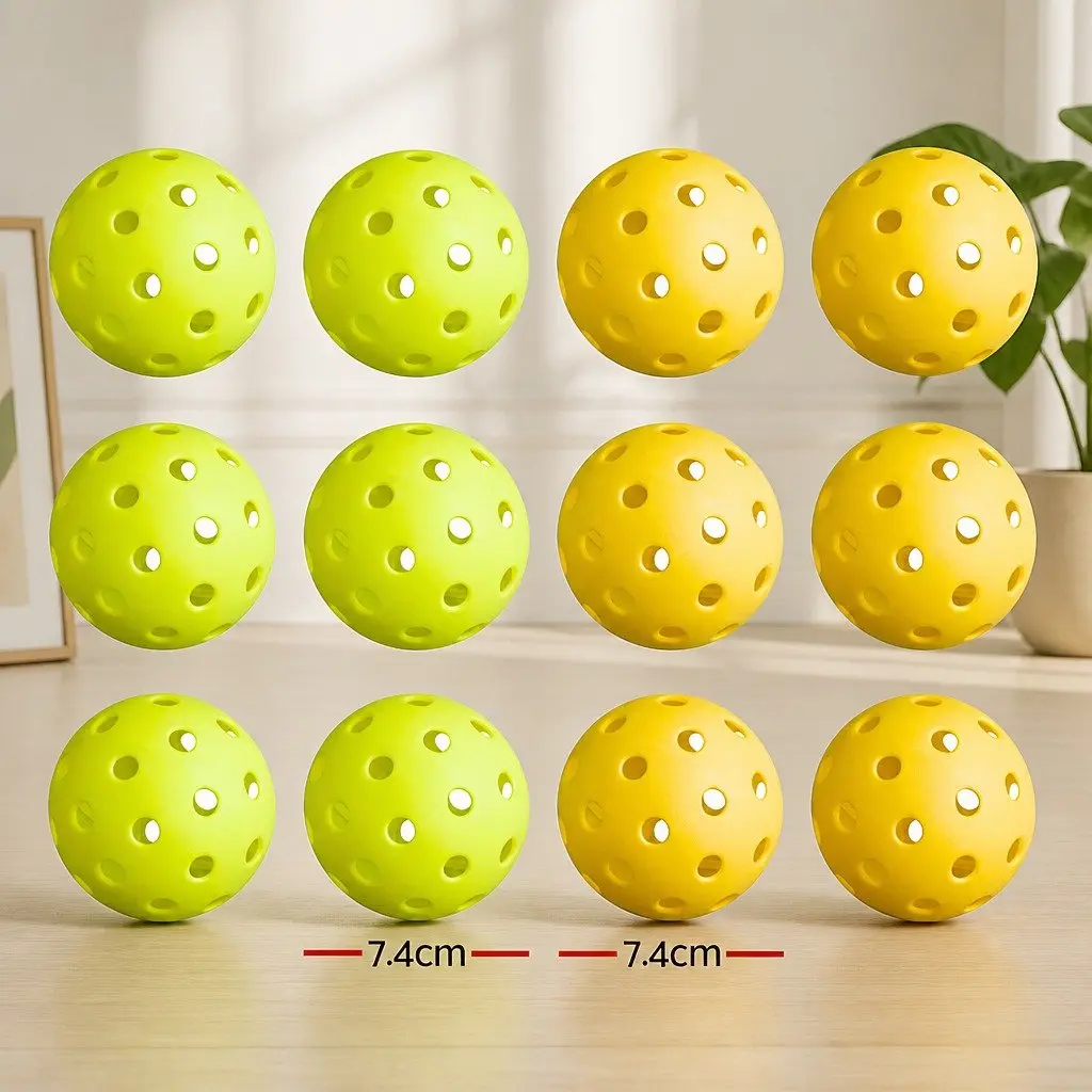 Pickleball Set 12PC 40-Hole Design Indoor Outdoor Play Green Yellow Balls 74mm