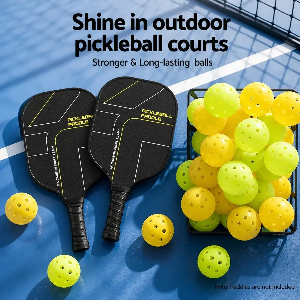 Pickleball Set 12PC 40-Hole Design Indoor Outdoor Play Green Yellow Balls 74mm