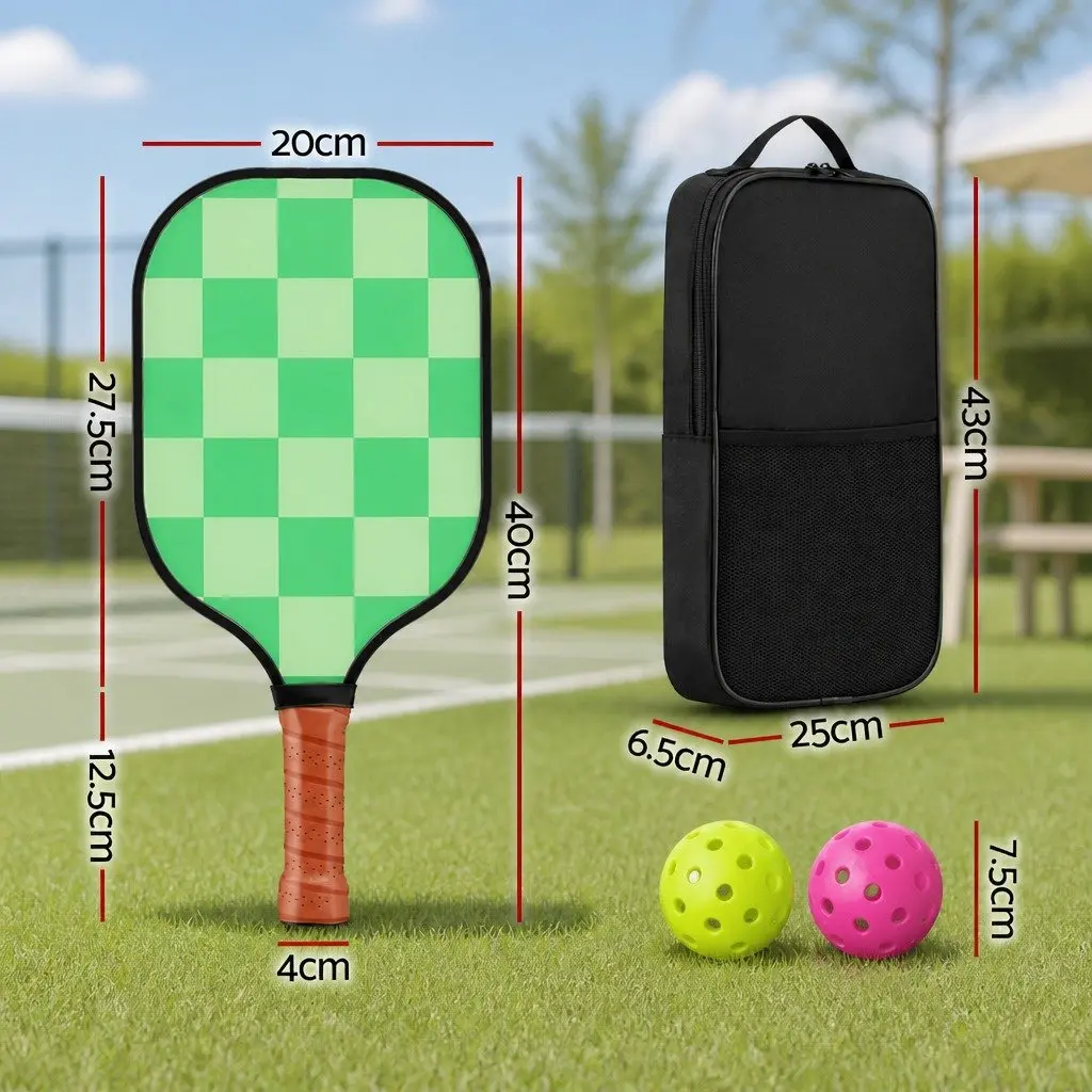 Pickleball Paddle Set 2 Piece Tournament Kit 40cm Green Brown