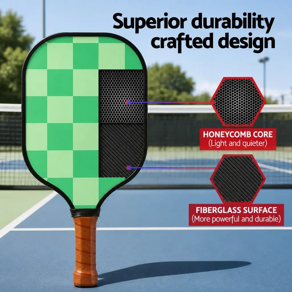 Pickleball Paddle Set 2 Piece Tournament Kit 40cm Green Brown