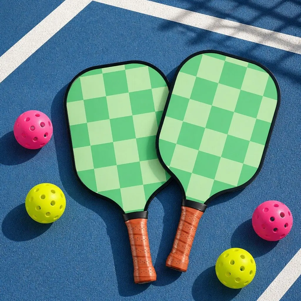 Pickleball Paddle Set 2 Piece Tournament Kit 40cm Green Brown