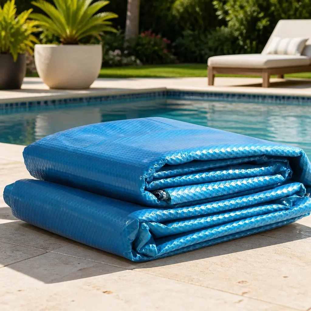 Solar Swimming Pool Cover Heat Retention 10 X 4.7M 400 Micron Blue Silver