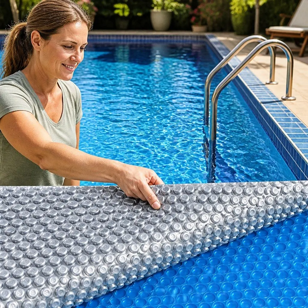 Solar Pool Cover 11m x 4m 400 Micron Bubble Blue Top Silver Bottom