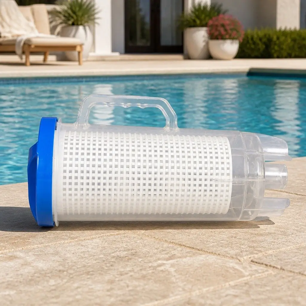 Pool Leaf Canister Suction Large Capacity Debris Catcher Filter Trap System Blue