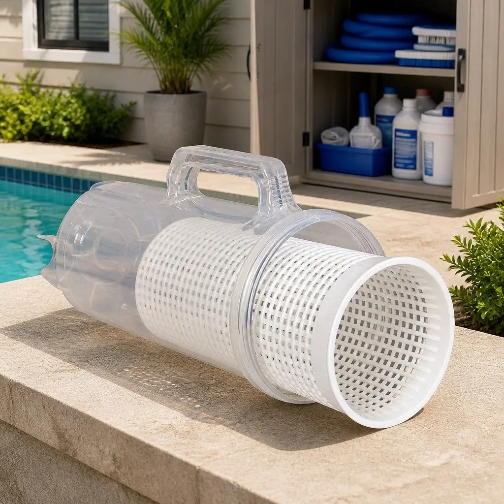 Pool Leaf Canister Suction Large Capacity Debris Catcher Filter Trap System Blue