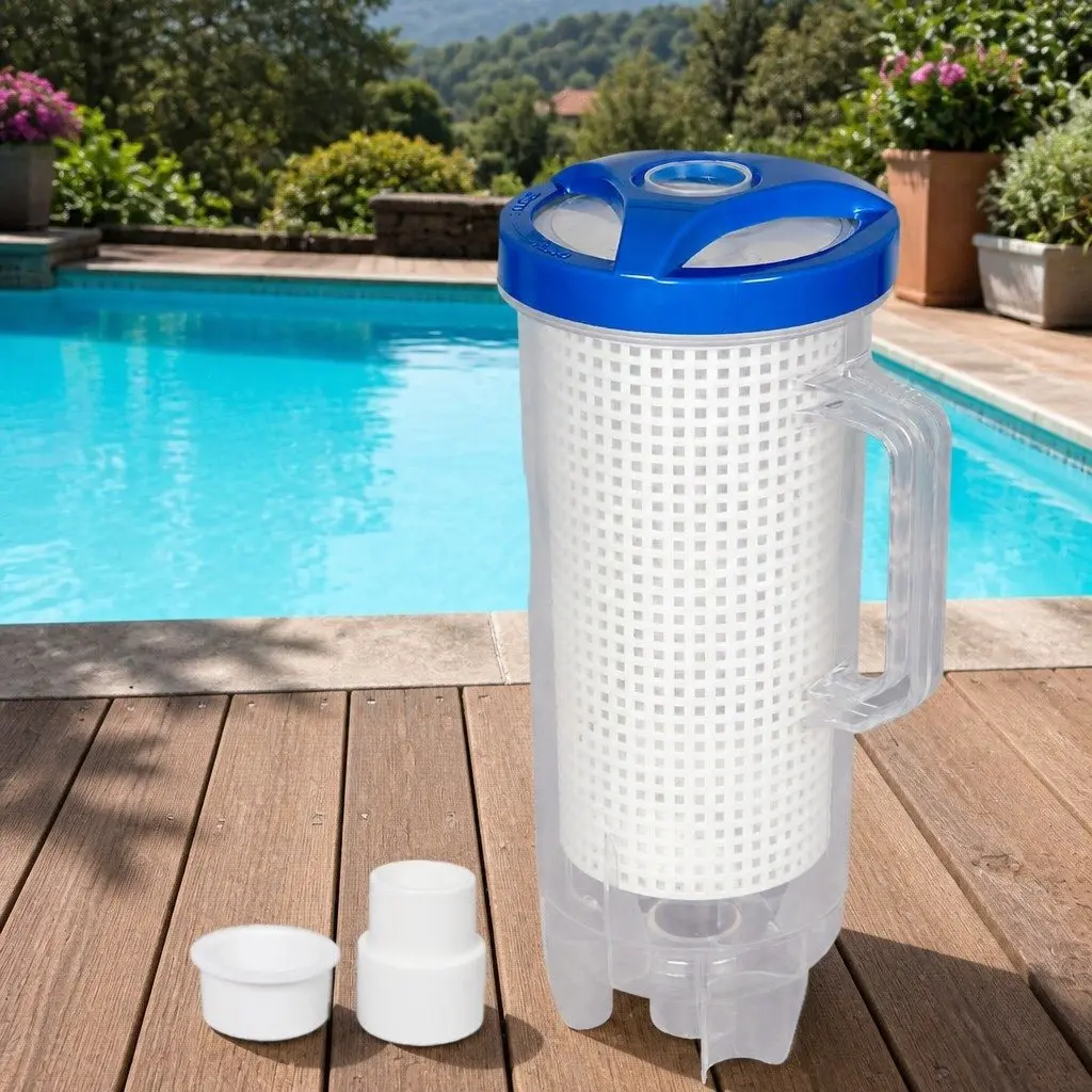 Pool Leaf Canister Suction Large Capacity Debris Catcher Filter Trap System Blue
