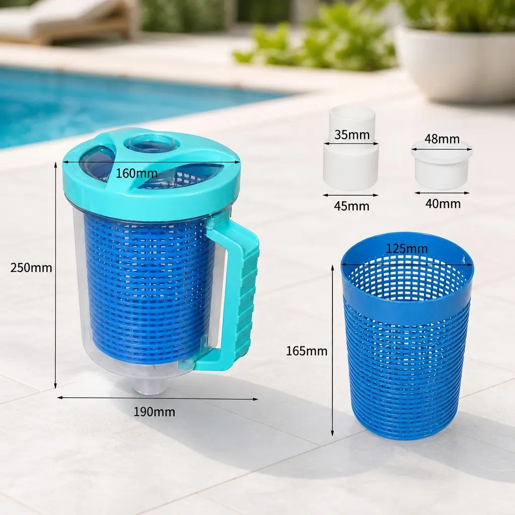 Pool Leaf Canister Suction Medium Clear Container Debris Catcher Blue