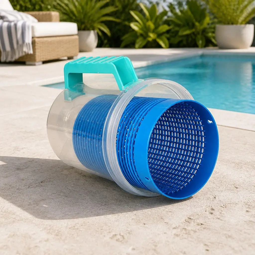Pool Leaf Canister Suction Medium Clear Container Debris Catcher Blue