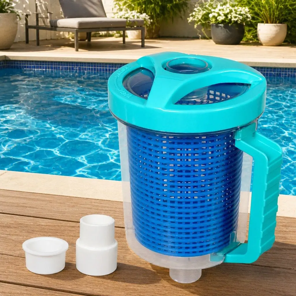 Pool Leaf Canister Suction Medium Clear Container Debris Catcher Blue