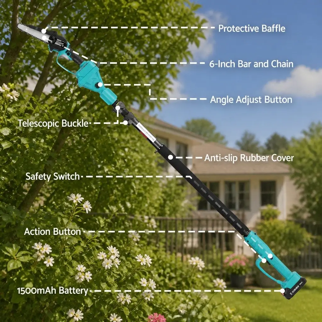 Cordless Pole Chainsaw with Adjustable Reach