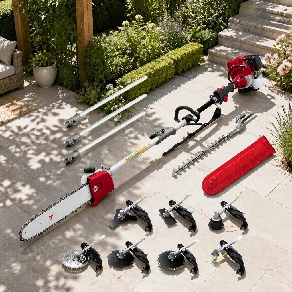 4 Stroke Petrol Pole Chainsaw Multi Tool 12 Inch Red