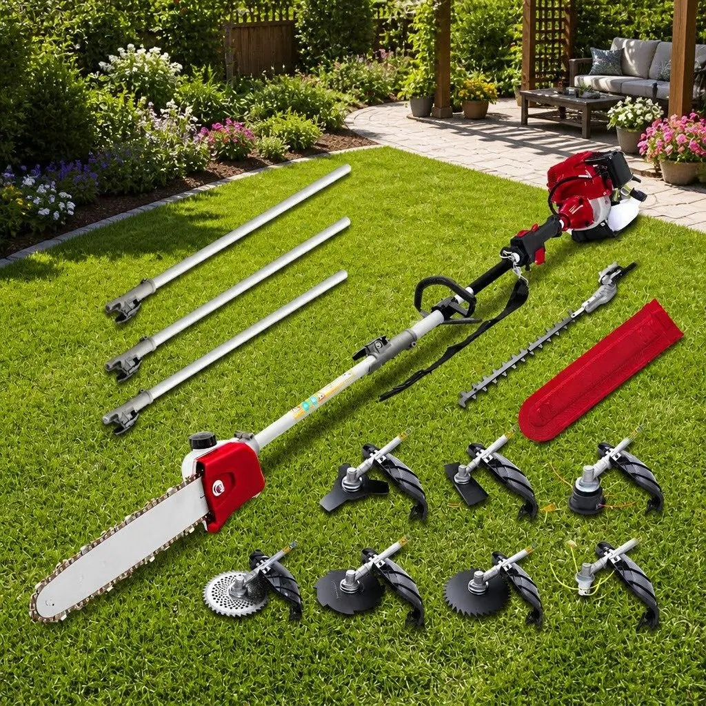 4 Stroke Petrol Pole Chainsaw Multi Tool 12 Inch Red