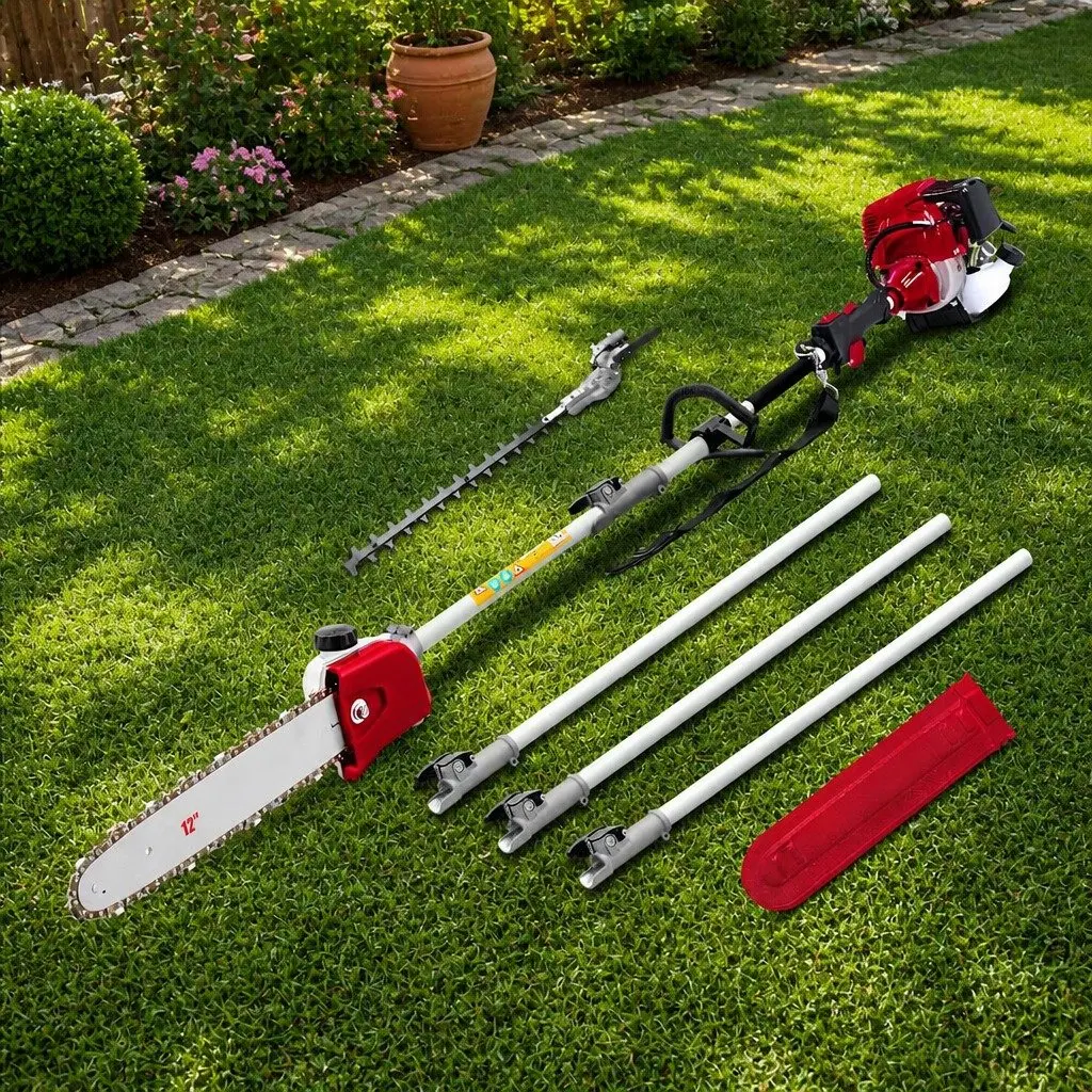 Petrol Pole Chainsaw 31cc 4-Stroke Garden Tool 12 Inch Red Extension Pruner