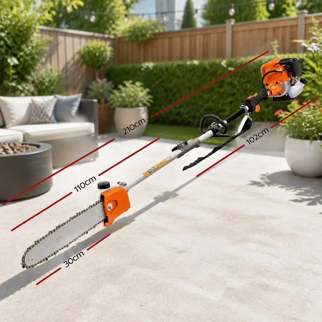 4 Stroke Petrol Chainsaw Tree Pruner 12 Inch Bar 5.6m Extension Red