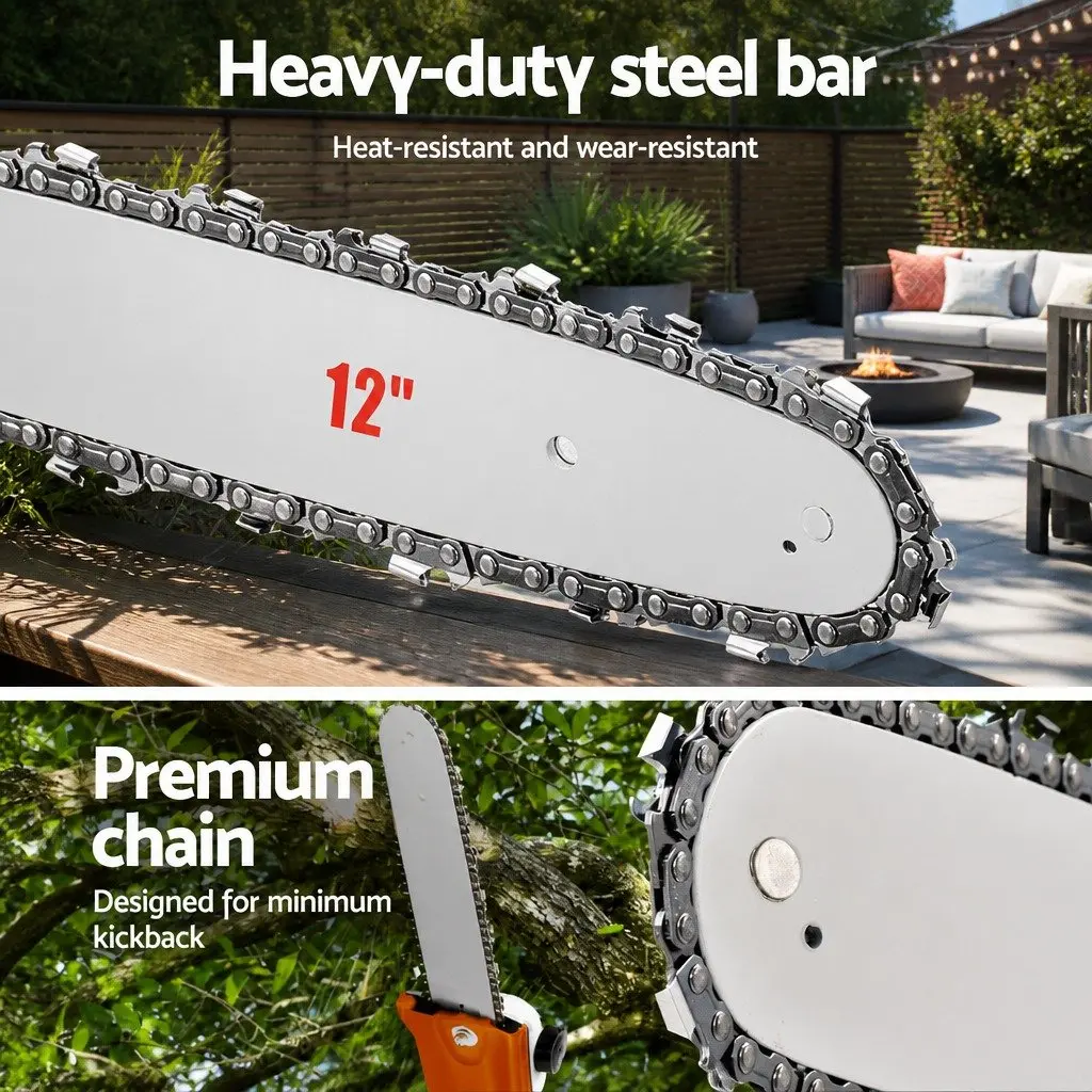 4 Stroke Petrol Chainsaw Tree Pruner 12 Inch Bar 5.6m Extension Red