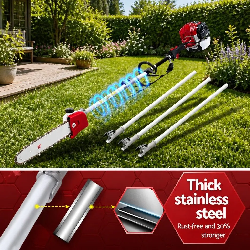 Pole Chainsaw Hedge Trimmer 52cc 12 Inch Bar Black Red