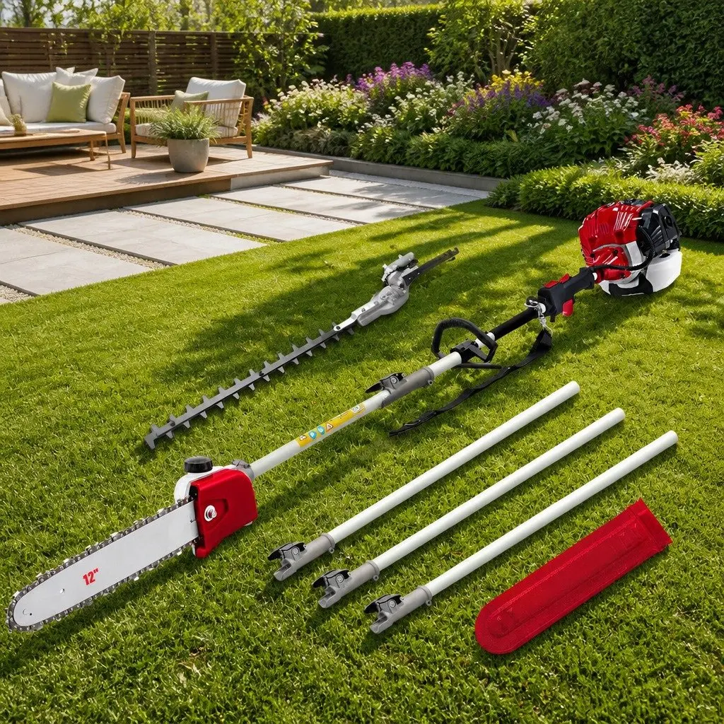 Pole Chainsaw Hedge Trimmer 52cc 12 Inch Bar Black Red