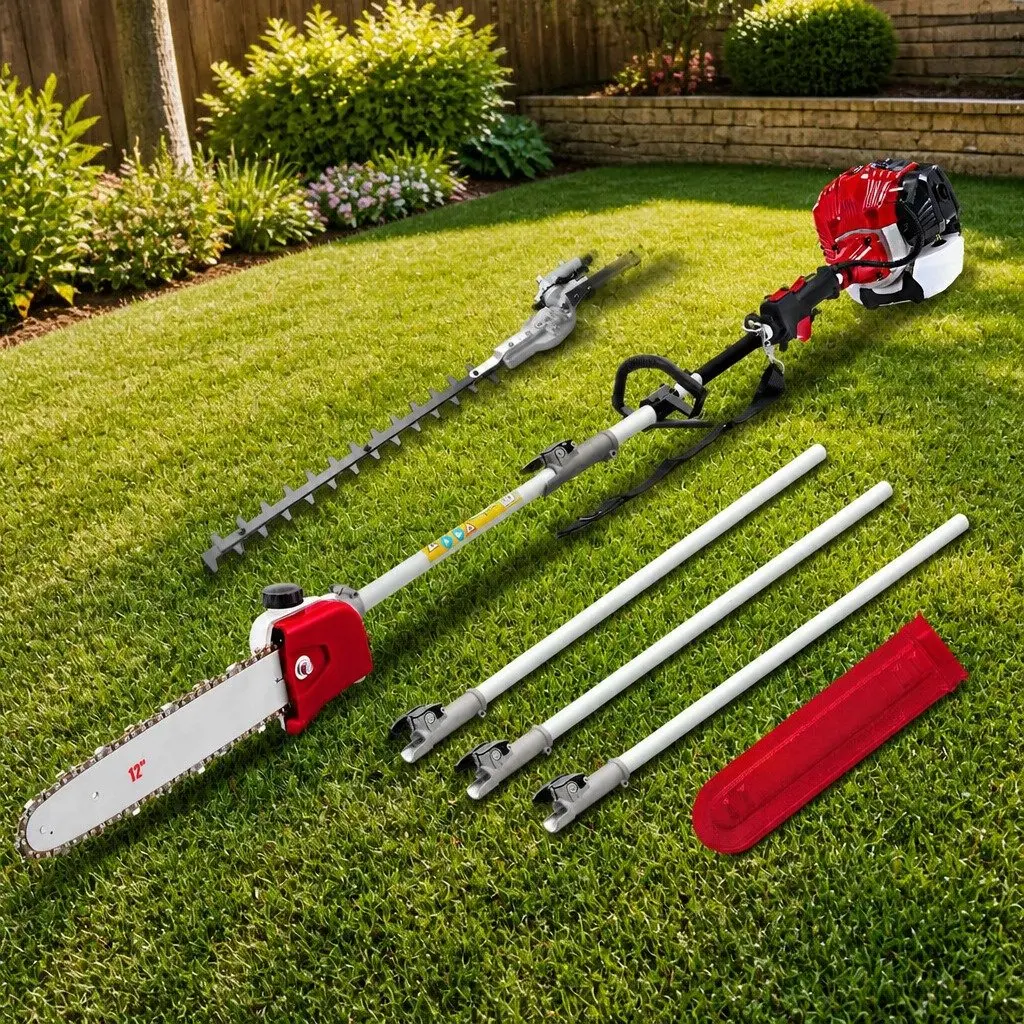 Pole Chainsaw Hedge Trimmer 52cc 12 Inch Bar Black Red