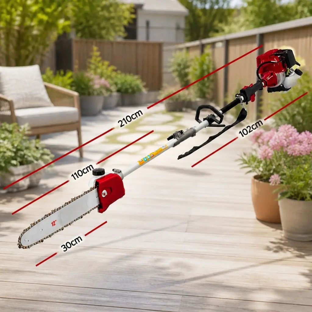 Pole Chainsaw 52cc 2 Stroke Petrol Hedge Trimmer Tree Pruner Cutter Red